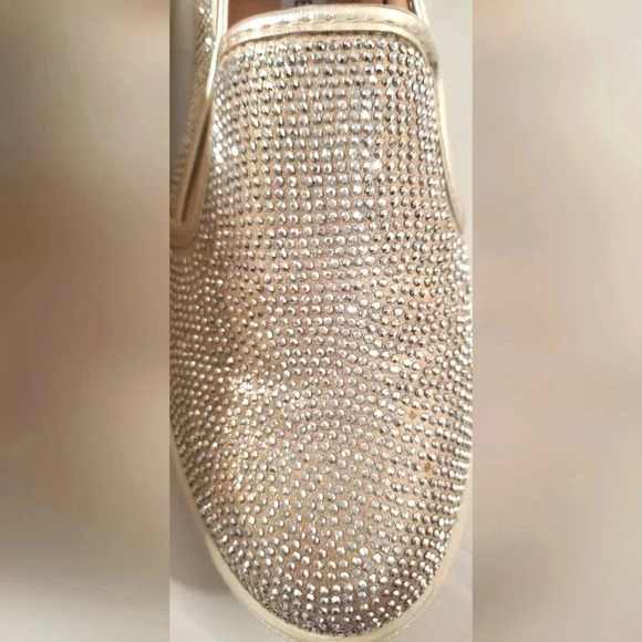 Steve Madden  Champagne Rinestone Slip on Platform Flat Sneaker Sz 7 US - Picture 6 of 8